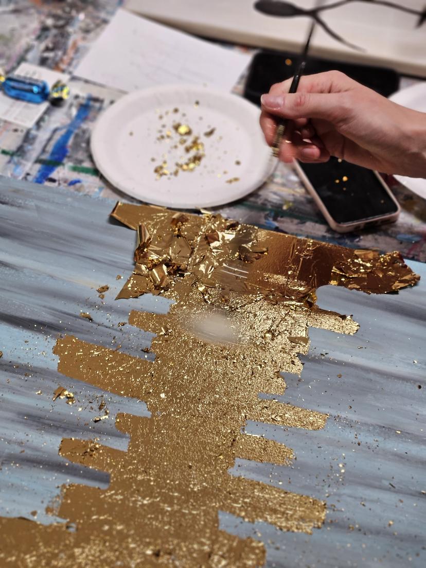 Abstraktse gold foil akrüülmaali töötuba